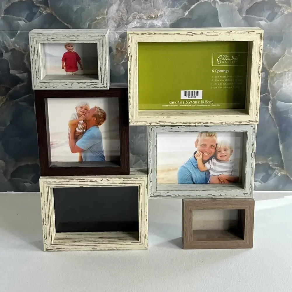 Green Tree Gallery Photo Frame Set 6 Openings Distressed Rustic
